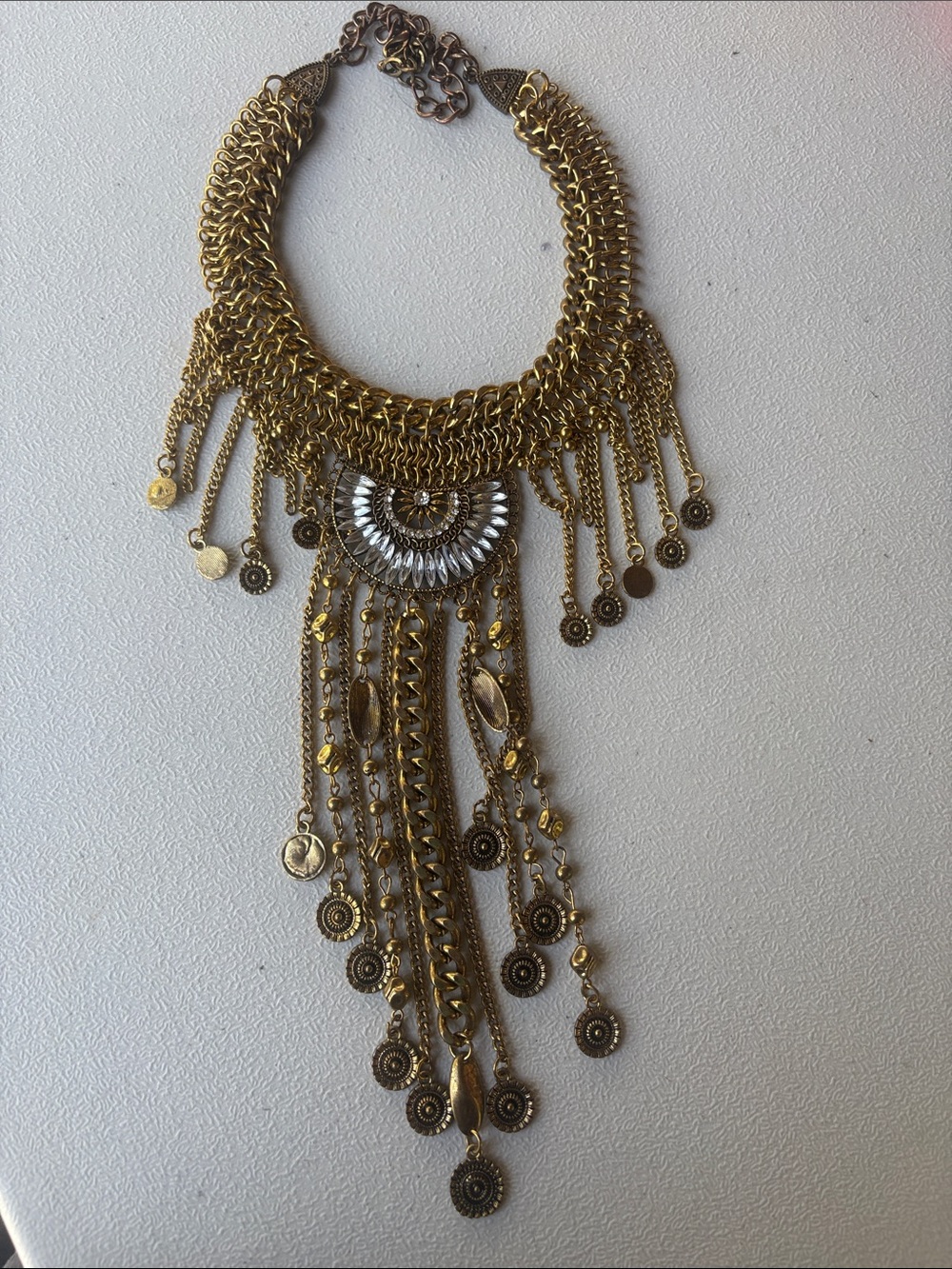 Gold Statement Fringe Necklace - Women Jewelry